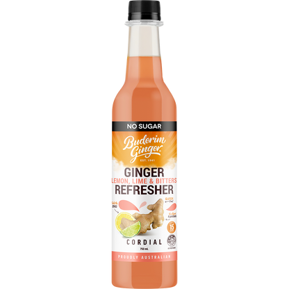 Ginger Lemon, Lime & Bitter Refresher Cordial No Sugar