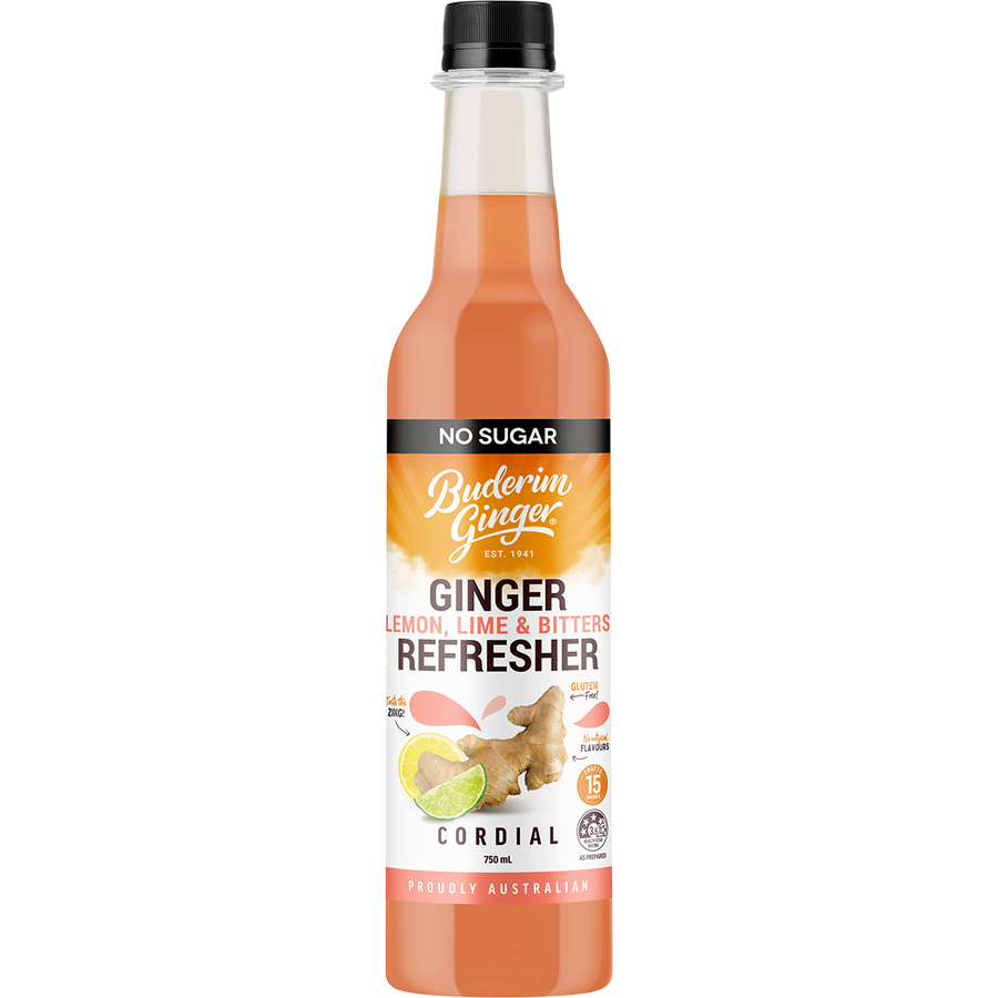 Ginger Lemon, Lime & Bitter Refresher Cordial No Sugar