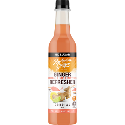 Ginger Lemon, Lime & Bitter Refresher Cordial No Sugar