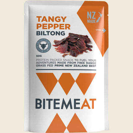 BiteMeat Grass Fed Biltong Tangy Pepper 10x50g