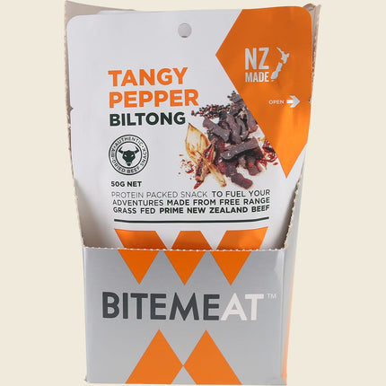 BiteMeat Grass Fed Biltong Tangy Pepper 10x50g