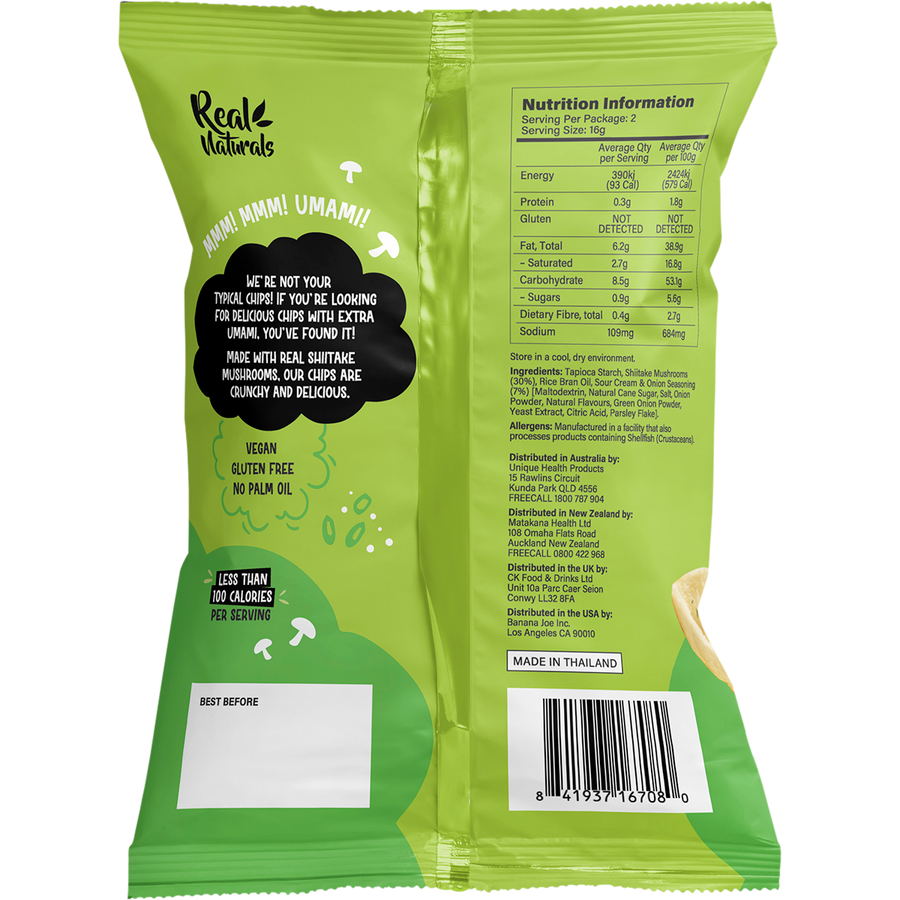 Real Naturals Shiitake Mushroom Chips Sour Cream & Onion