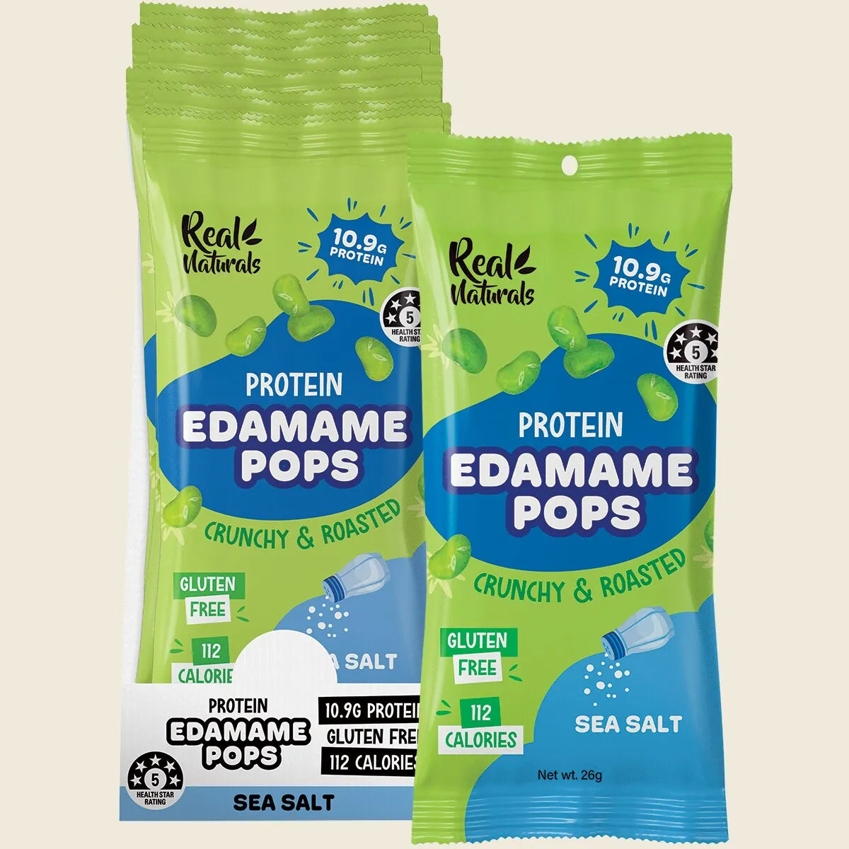 Real Naturals Protein Edamame Pops Sea Salt 10x26g