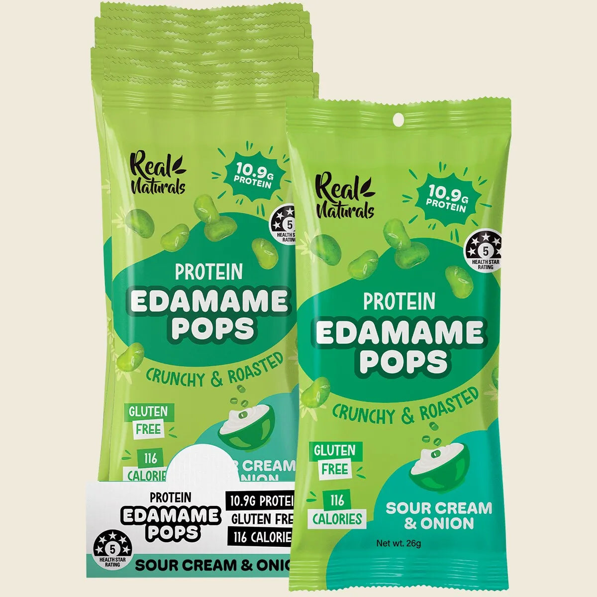 Real Naturals Protein Edamame Pops Sour Cream 10x26g