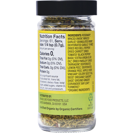 Seasoning Organic Sprinkle 24 Herb & Spices Salt-Free