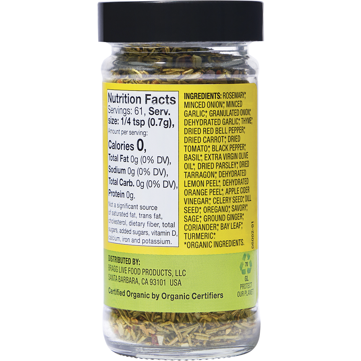 Seasoning Organic Sprinkle 24 Herb & Spices Salt-Free