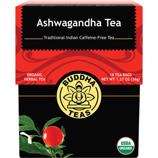 Buddha Teas Organic Ashwagandha Tea 18 tea bag box front