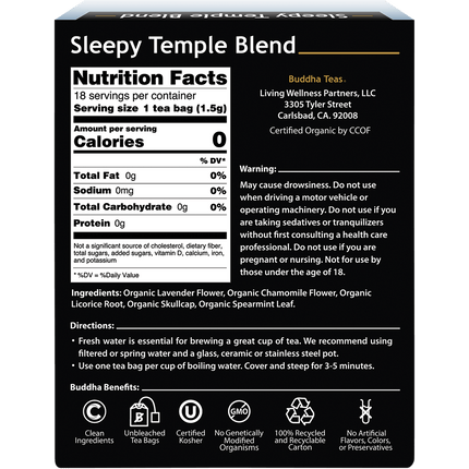 Organic Herbal Tea Bags Sleepy Temple Blend