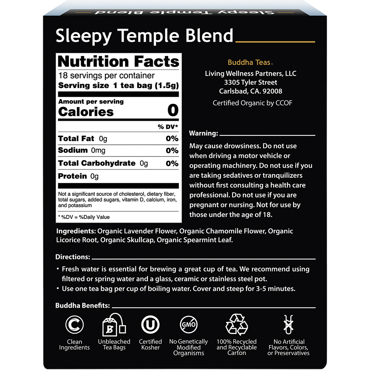 Organic Herbal Tea Bags Sleepy Temple Blend
