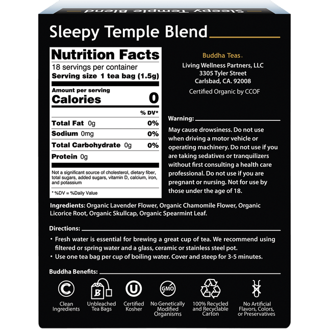 Organic Herbal Tea Bags Sleepy Temple Blend