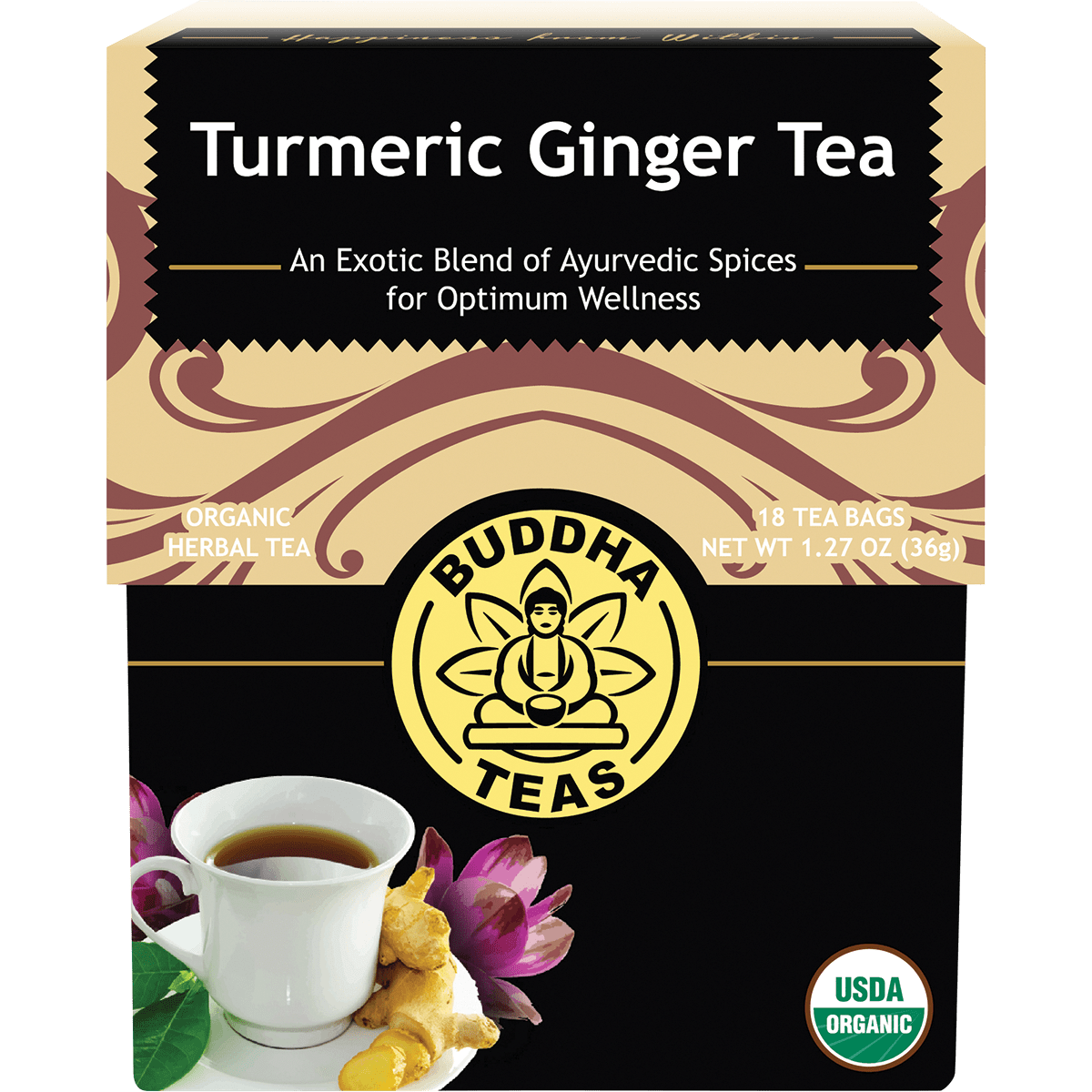 Organic Herbal Tea Bags Turmeric Ginger Tea