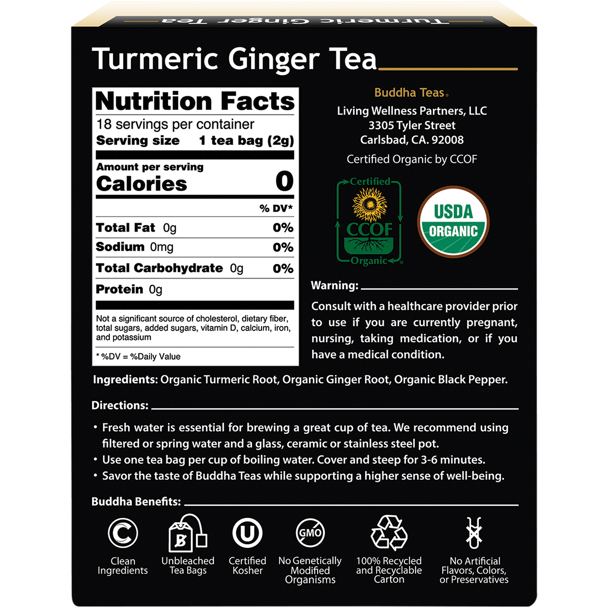 Organic Herbal Tea Bags Turmeric Ginger Tea