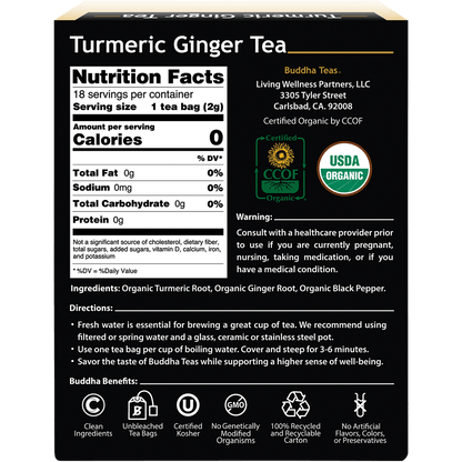 Organic Herbal Tea Bags Turmeric Ginger Tea