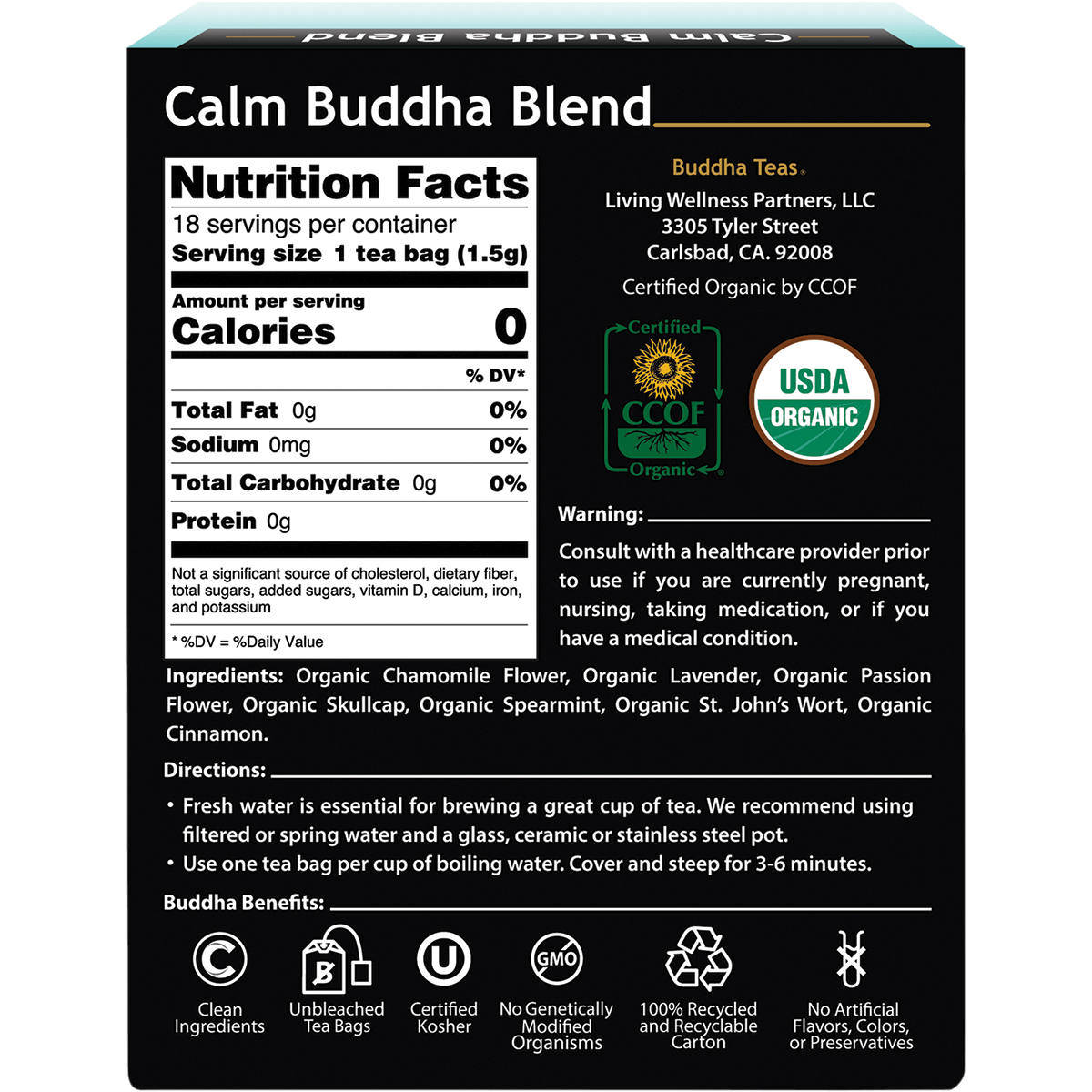 Organic Herbal Tea Bags Calm Buddha Blend
