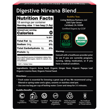 Organic Herbal Tea Bags Digestive Nirvana Blend