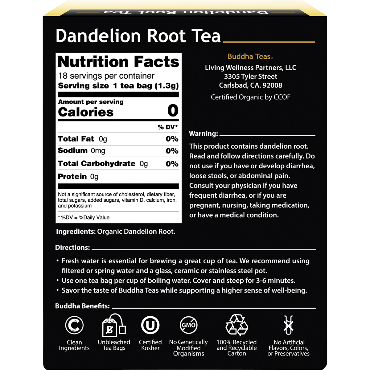Organic Herbal Tea Bags Dandelion Root Tea
