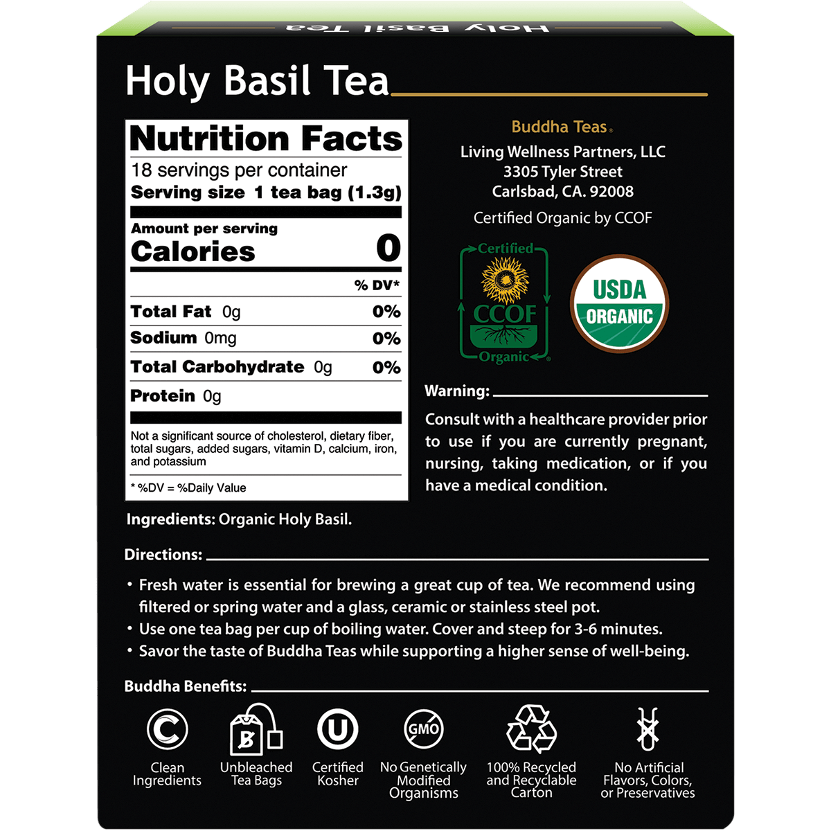 Organic Herbal Tea Bags Holy Basil Tea (Tulsi)