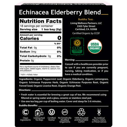 Organic Herbal Tea Bags Echinacea Elderberry Blend