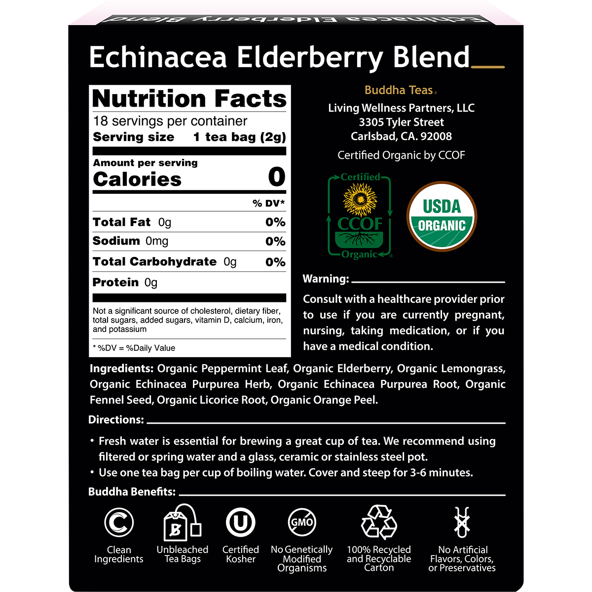 Organic Herbal Tea Bags Echinacea Elderberry Blend