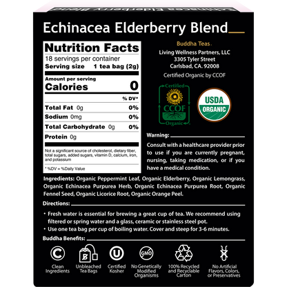Organic Herbal Tea Bags Echinacea Elderberry Blend
