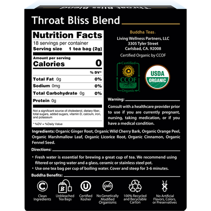 Organic Herbal Tea Bags Throat Bliss Blend