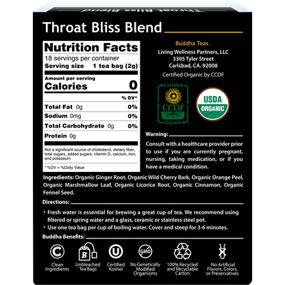 Organic Herbal Tea Bags Throat Bliss Blend