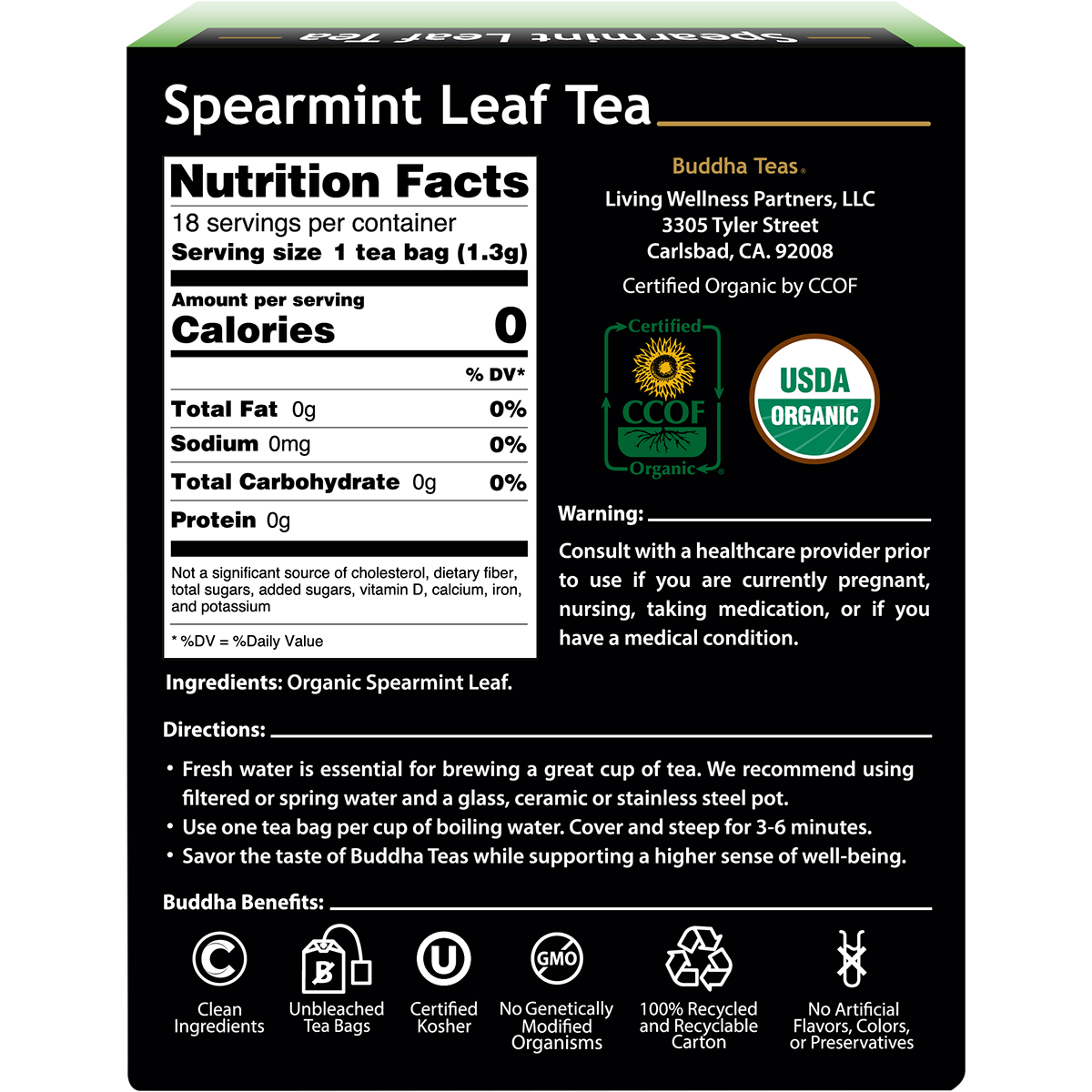 Organic Herbal Tea Bags Spearmint Leaf Tea