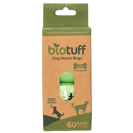 Dog Waste Bags & Dispenser 4 x 15 Bag Rolls