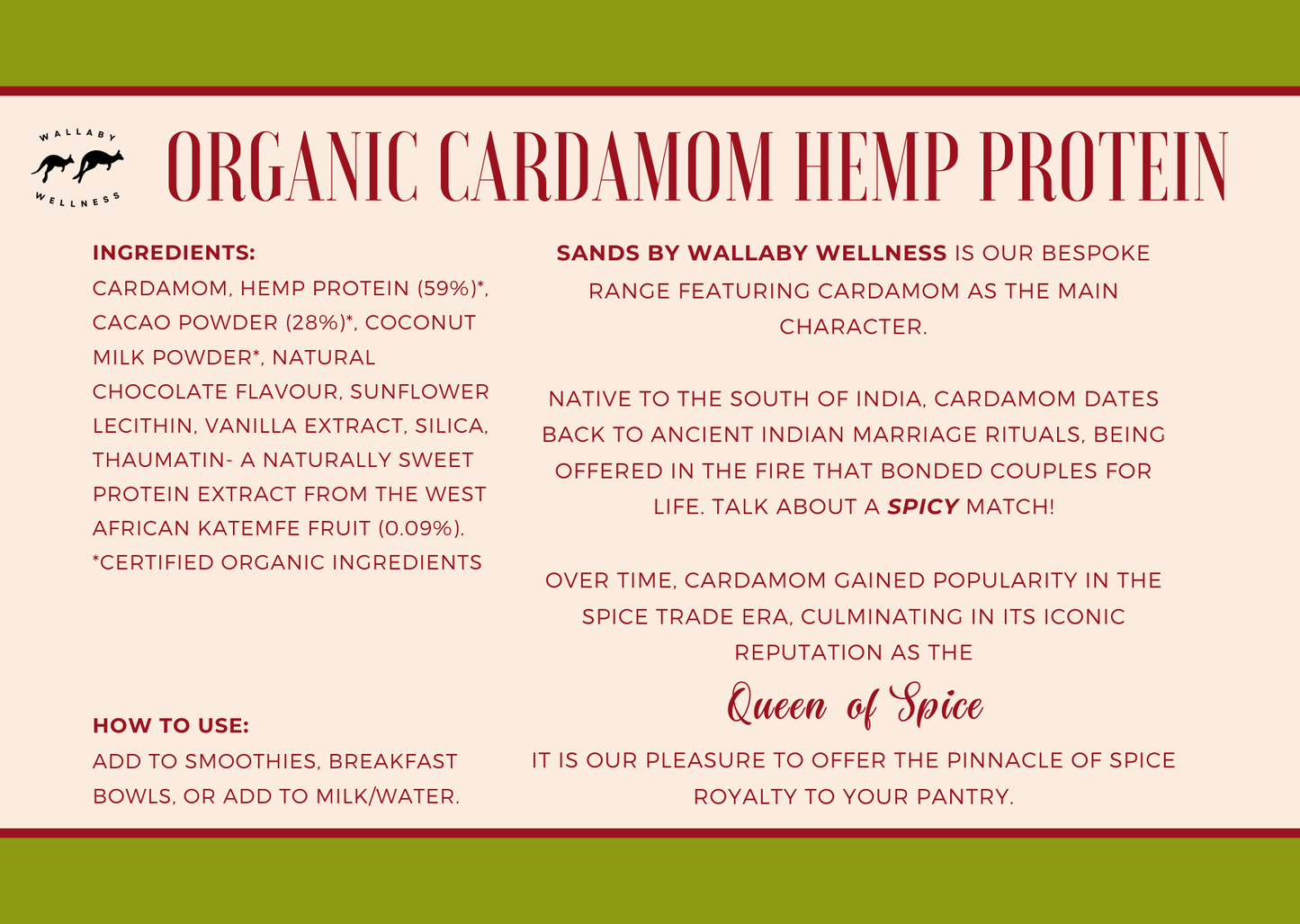 Organic Cardamom Hemp Protein, Chocolate Flavour 175g