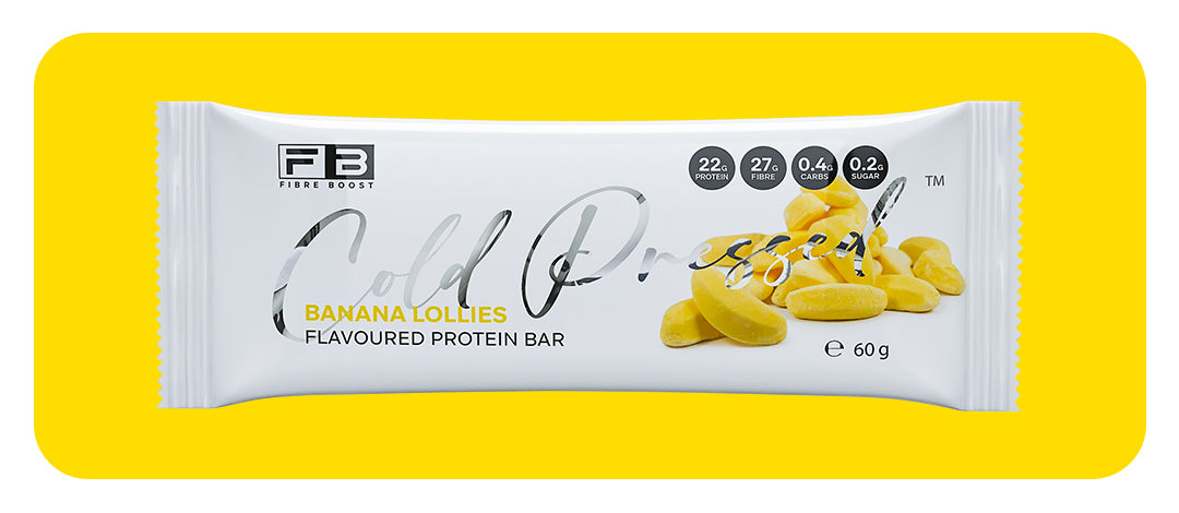 Fibre Boost Cold Pressed Banana Lollies flavoured Protein Bar