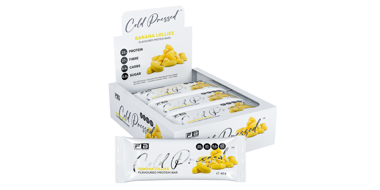 Fibre Boost Cold Pressed Banana Lollies flavoured Protein Bar