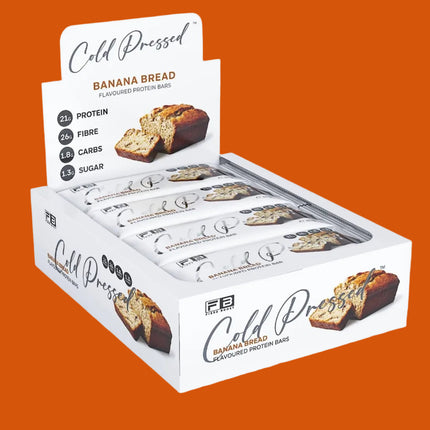 Box of 12 Fibre Boost Banana Bread cold pressed protein bars