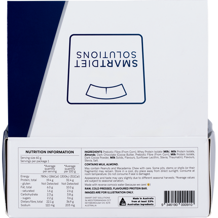 SmartDiet protein bar packaging with nutrition information on a white background