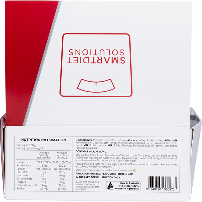 Back view of a protein bar packaging with 'Smart Diet' branding.