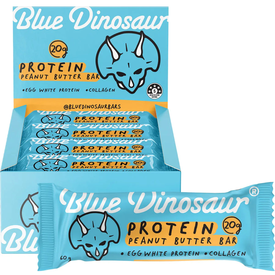 Blue Dinosaur protein bar 12x60g box — Peanut Butter flavour 12-pack