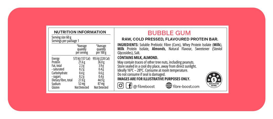 Fibre Boost Cold Pressed Bubble Gum Protein Bar