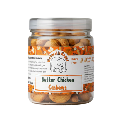 Naturalli Happi Butter Chicken Cashews in a vibrant package