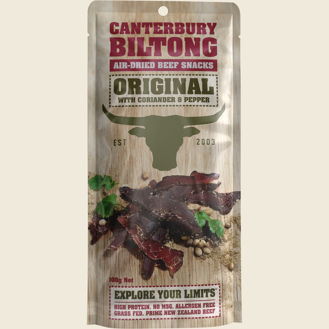 Canterbury Biltong Original Coriander and Pepper single 100g pack