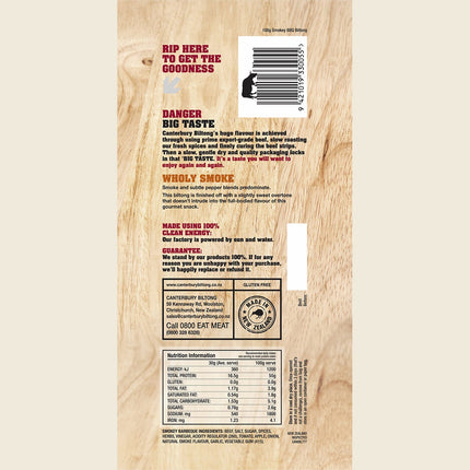 Canterbury Biltong Grass Fed Smokey Barbeque 10x100g