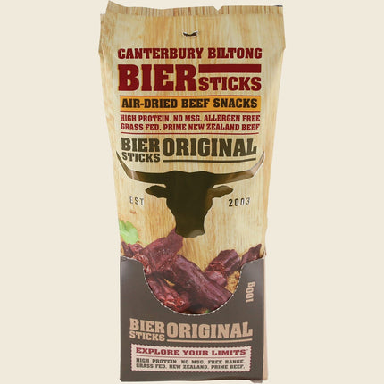 Canterbury Biltong Grass Fed Biersticks (Meat Stick 4pk) Original 10x100g