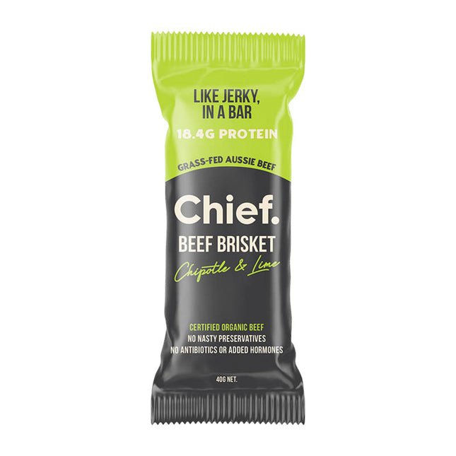 Chief Nutrition Chief Grass Fed Beef Bar - Chipotle & Lime 40g (Pack of 12)
