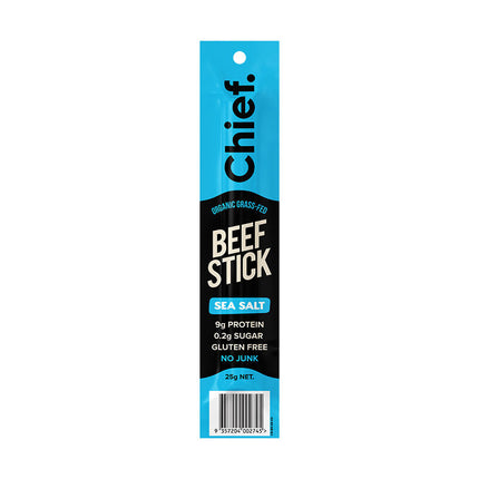 Chief Nutrition Grass Fed Beef Stick - Sea Salt 25g x 12