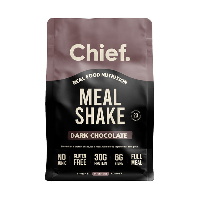 Chief Nutrition Meal Shake, Dark Chocolate flavour, 840g pouch, 30g protein per serve, whole food meal replacement