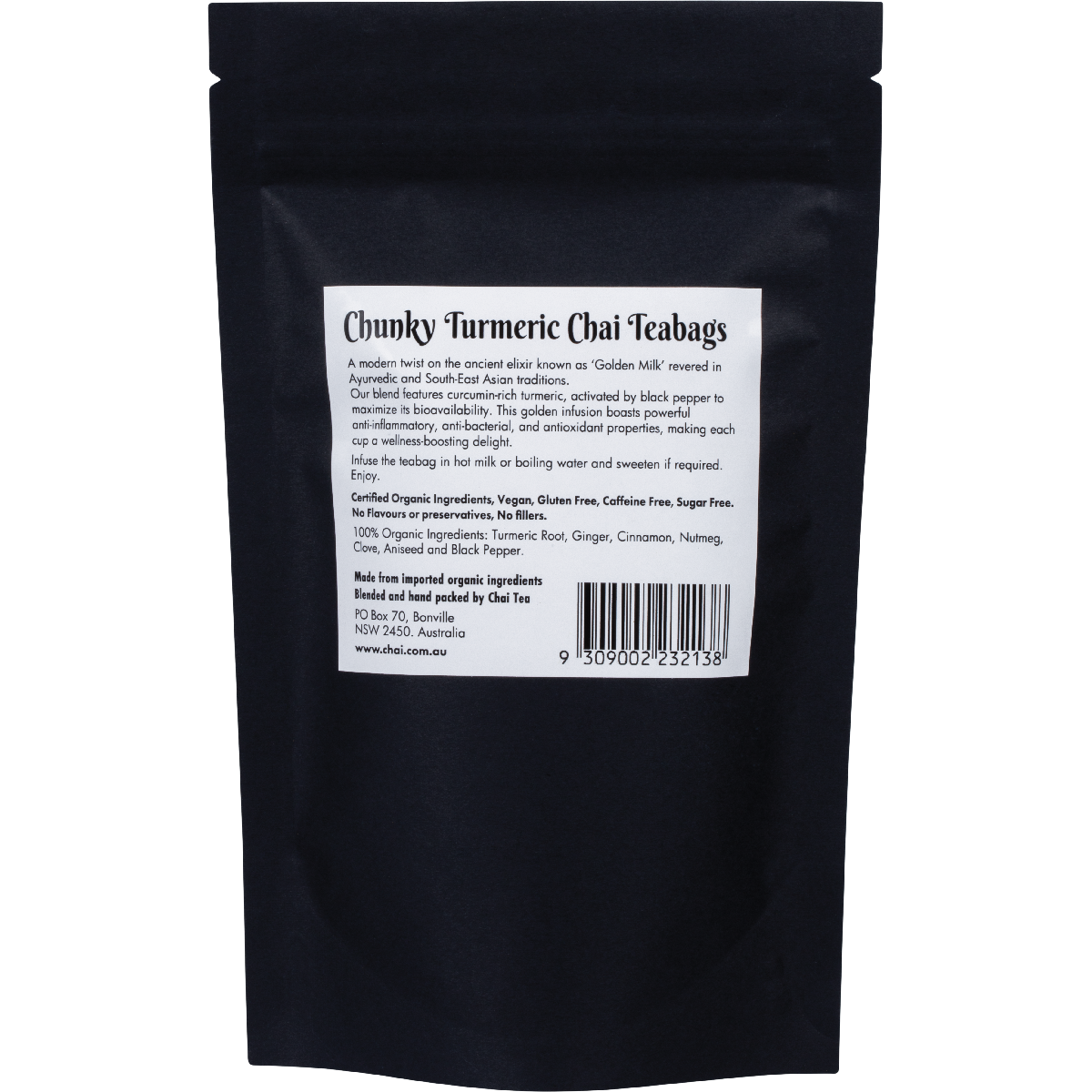Organic Chunky Turmeric Chai Tea Bags
