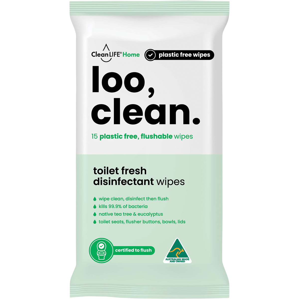 Loo Clean Flushable Plastic Free Wipes