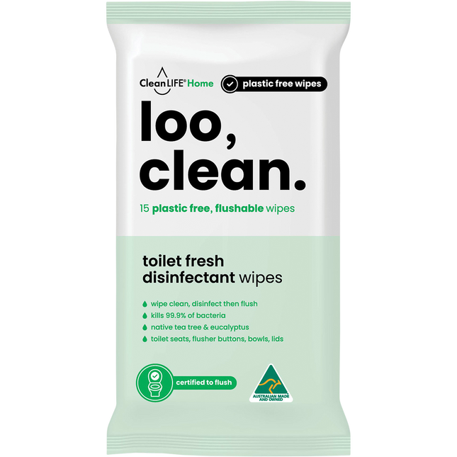 Loo Clean Flushable Plastic Free Wipes