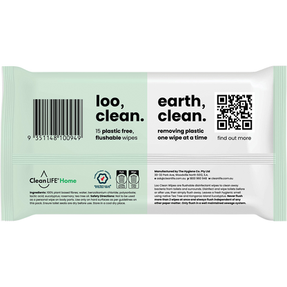 Loo Clean Flushable Plastic Free Wipes