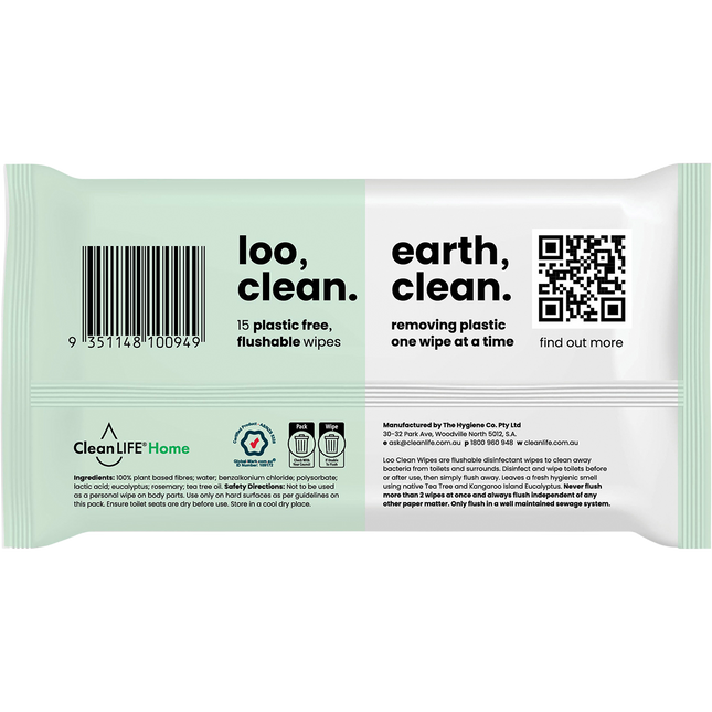 Loo Clean Flushable Plastic Free Wipes