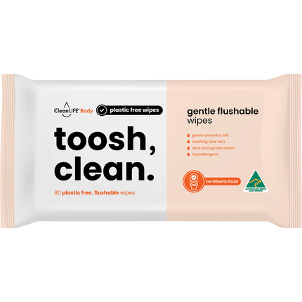 Toosh Clean Flushable Plastic Free Wipes
