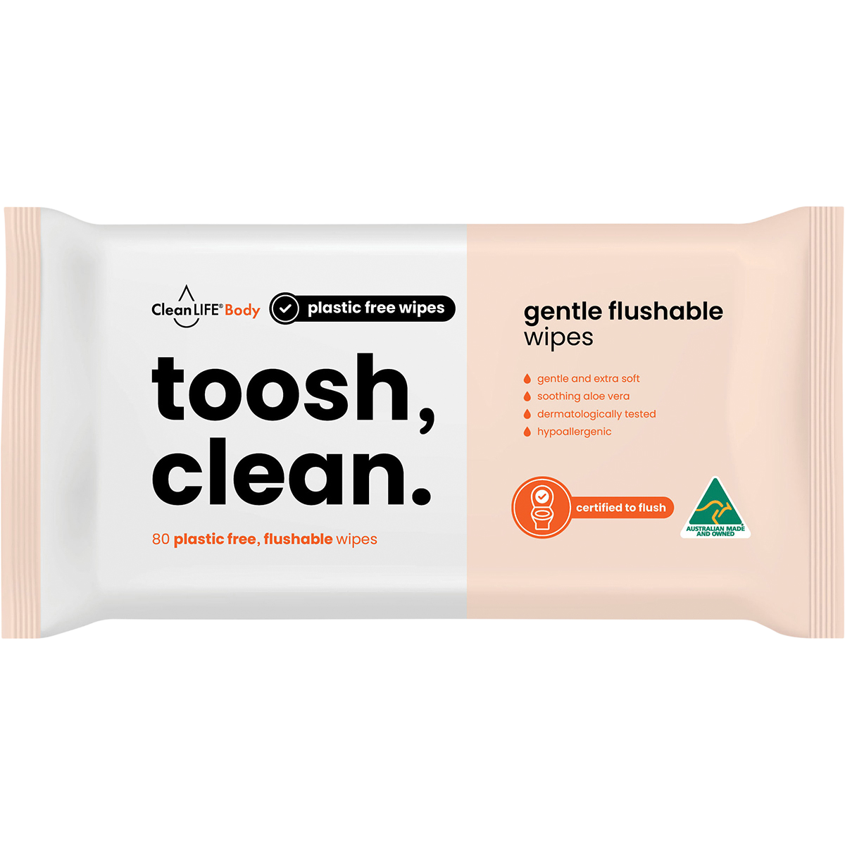 Toosh Clean Flushable Plastic Free Wipes